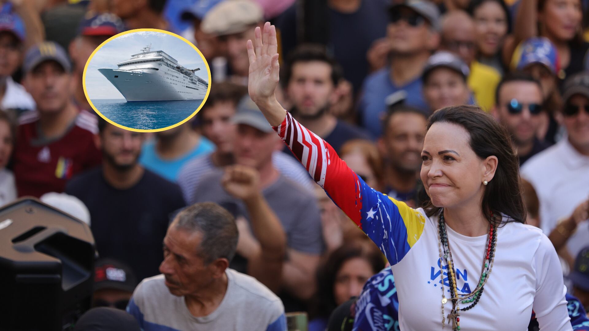 Maria Corina Machado. Foto: Jesus Vargas/picture alliance via Getty ImagesBarco en el Caribe. Foto de referencia: Getty Images.