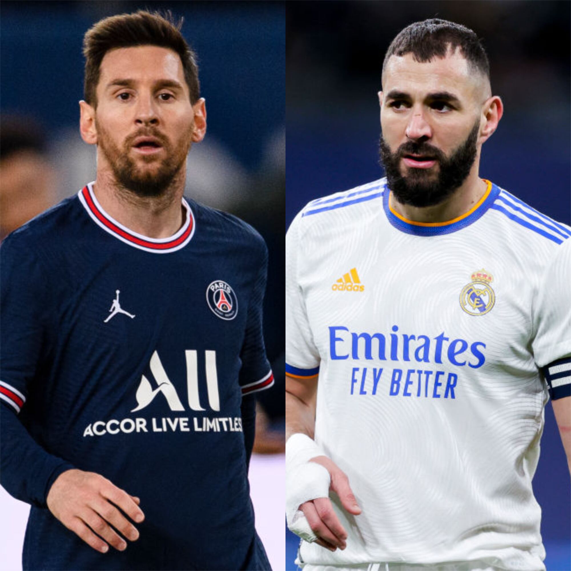 Lionel Messi y Karim Benzema. PSG vs. Real Madrid este martes 15 de febrero / Getty Images