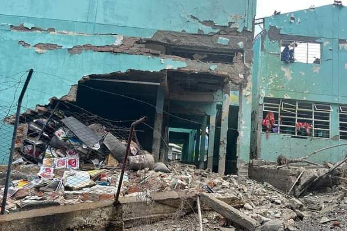 EL colegio quedó completamente destruido. Crédito: Red de Apoyo, Cauca. 