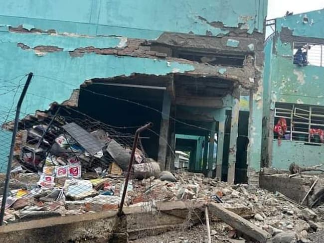 EL colegio quedó completamente destruido. Crédito: Red de Apoyo, Cauca. 