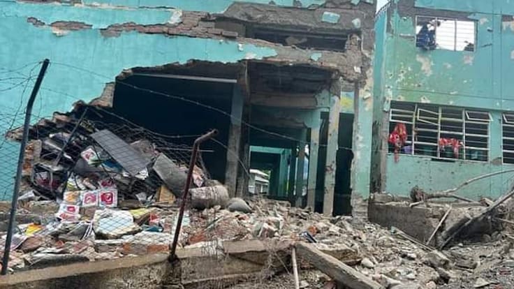 EL colegio quedó completamente destruido. Crédito: Red de Apoyo, Cauca. 