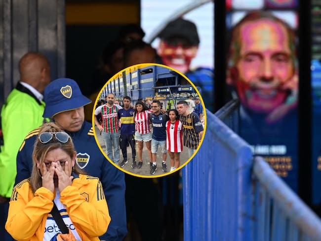 Hinchas de Boca, River Plate y otros clubes se unen en la Bombonera para despedir a Miguel Ángel Russo. Foto: AFP/ Suministrada.
