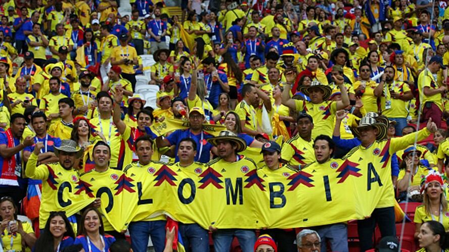 El "mar amarillo" también ha acompañado los partidos de la selección Colombia en el Mundial de Rusia 2018. Foto: Getty Images