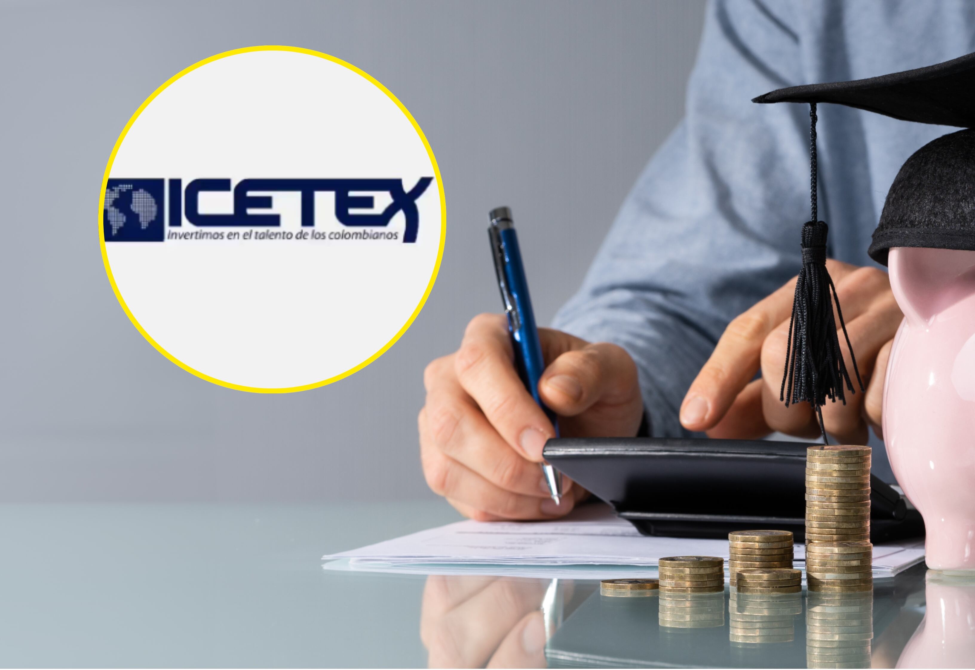 Referencia de financiación de carrera universitaria y logo de Icetex. Foto: AndreyPopov vía Getty Images y página de Icetex. 