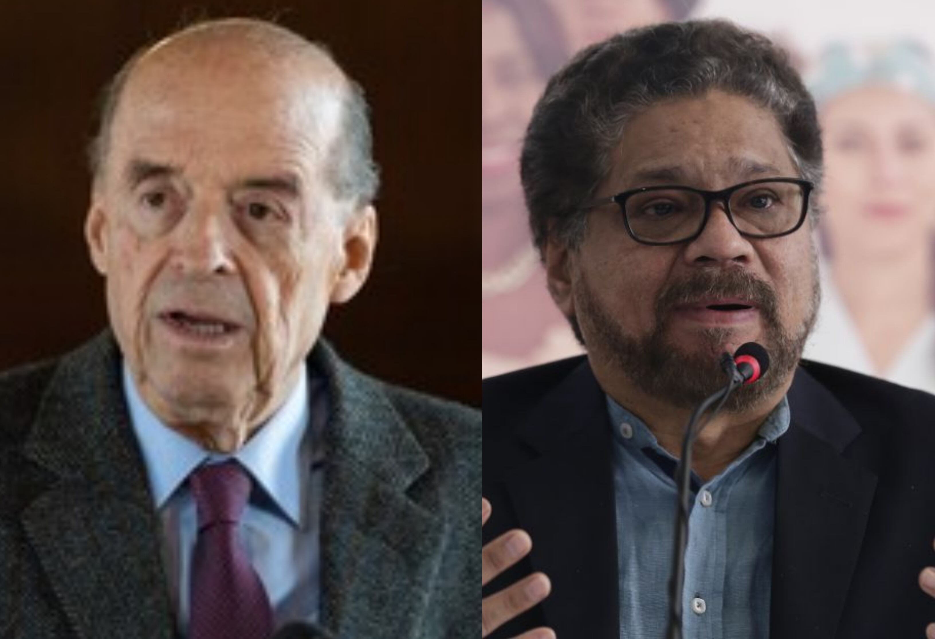 Canciller Álvaro Leyva y comandante guerrillero Iván Márquez. Fotos: Colprensa.