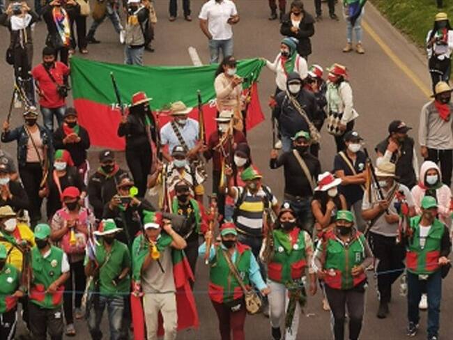 La minga indígena buscó hablar con el presidente y no aceptó la mesa con los ministros propuesta por el Gobierno. Foto: La W.