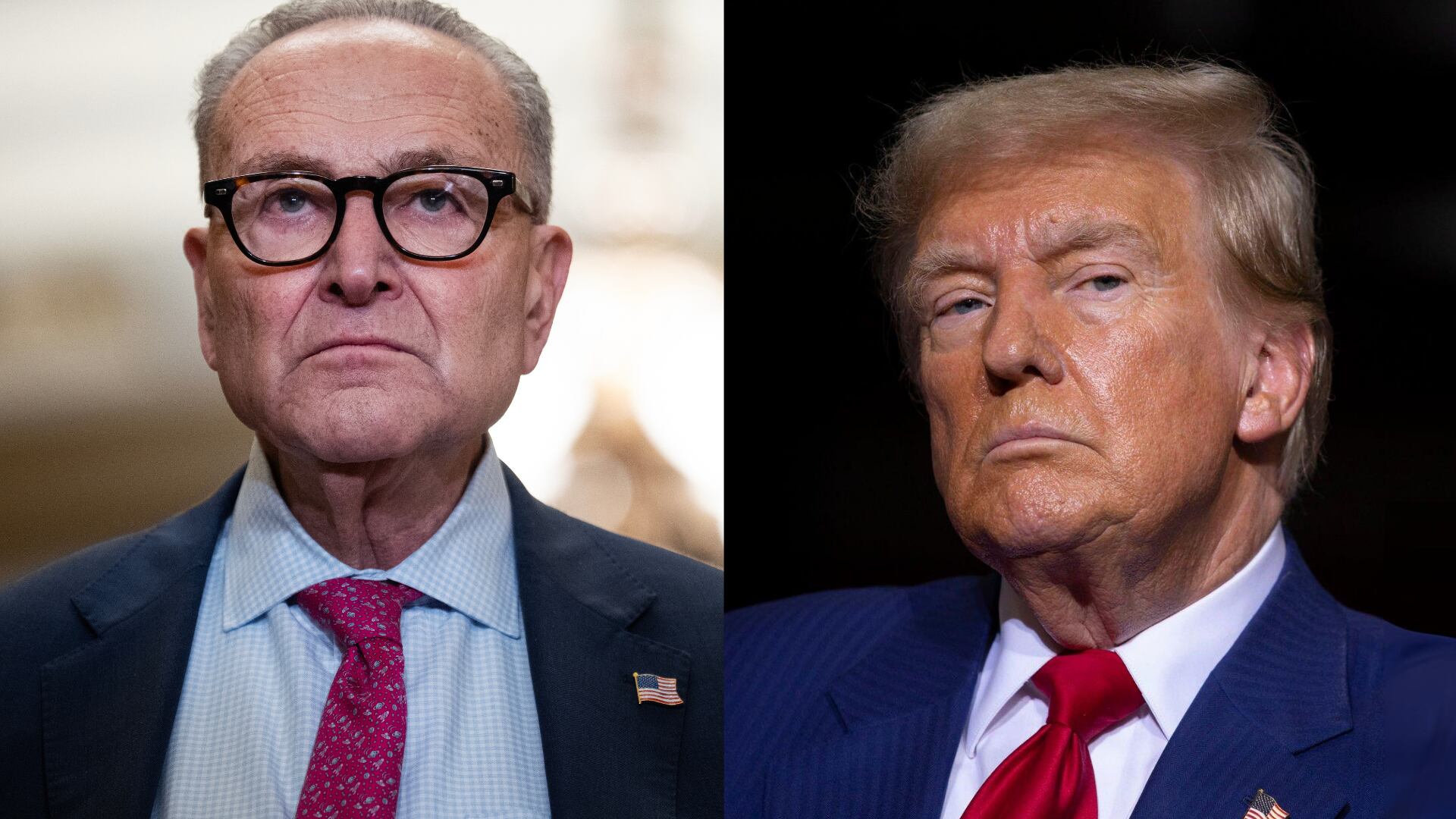 Charles Schumer y Donald Trump. FOTOS: Tom Williams y Bill Pugliano - Getty Images