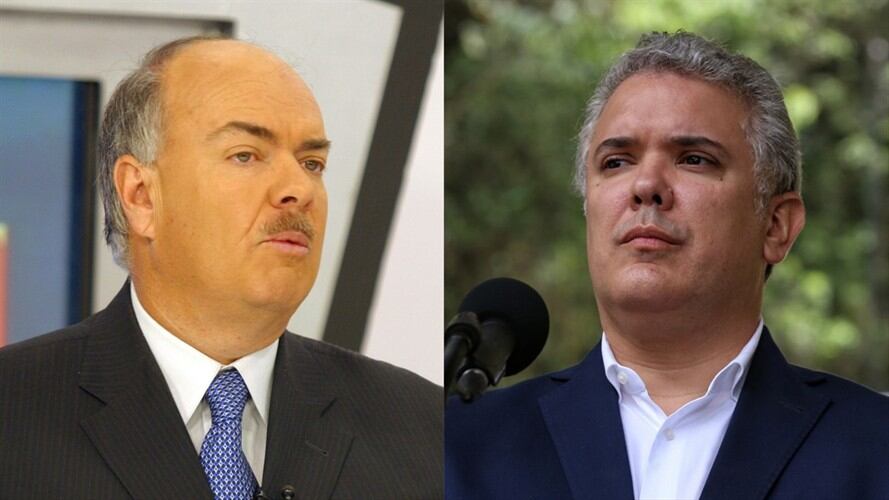 Periodista deportivo Iván Mejía y el presidente de Colombia, Iván Duque. Foto: Colprensa / Colprensa - Sergio Acero