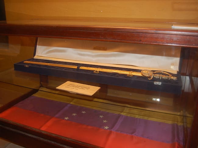 La espada de Simón Bolívar en la Quinta de San Pedro Alejandrino, Santa Marta. Foto: Colprensa