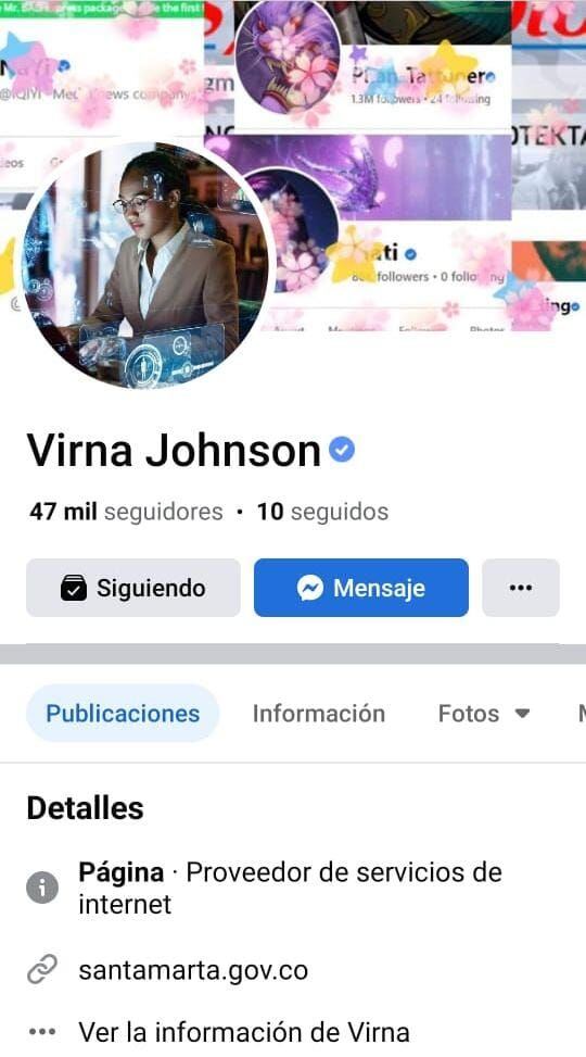 Así aparece el perfil de la alcaldesa de Santa Marta/ Foto de Facebook.