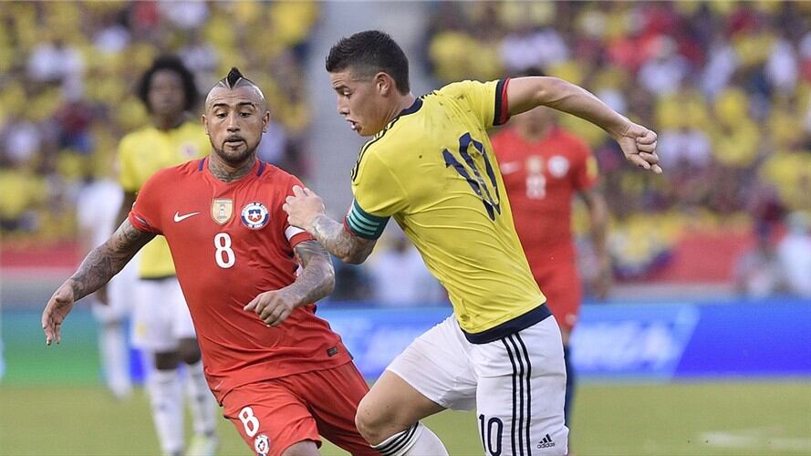 Los goles de Colombia ante Chile. Foto: Getty