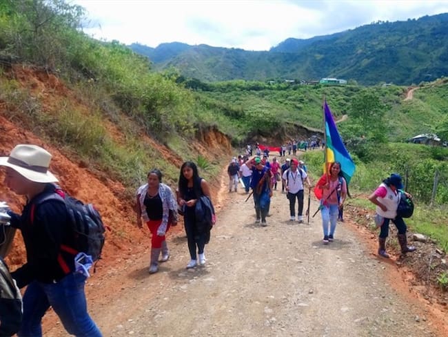 Las comunidades protestaron y repudiaron el daño que se está ocasionando en la fauna y los recursos hídricos del Macizo Colombiano. Foto: Alcaldía de La Vega