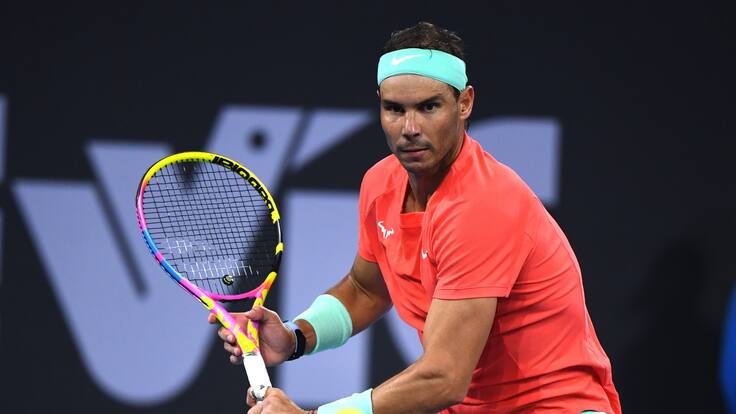 Brisbane (Australia), 05/01/2024.- Rafael Nadal of Spain in action during his quarter-final match against Jordan Thompson of Australia at the 2024 Brisbane International tennis tournament in Brisbane, Australia, 05 January 2024. (Tenis, Jordania, España) EFE/EPA/JONO SEARLE AUSTRALIA AND NEW ZEALAND OUT EDITORIAL USE ONLY EDITORIAL USE ONLY