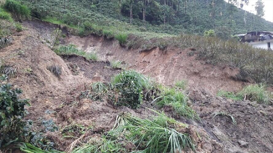 Deslizamiento de tierra en el municipio de Chinchiná, Caldas. Foto: Secretaría de Medio Ambiente de Caldas.