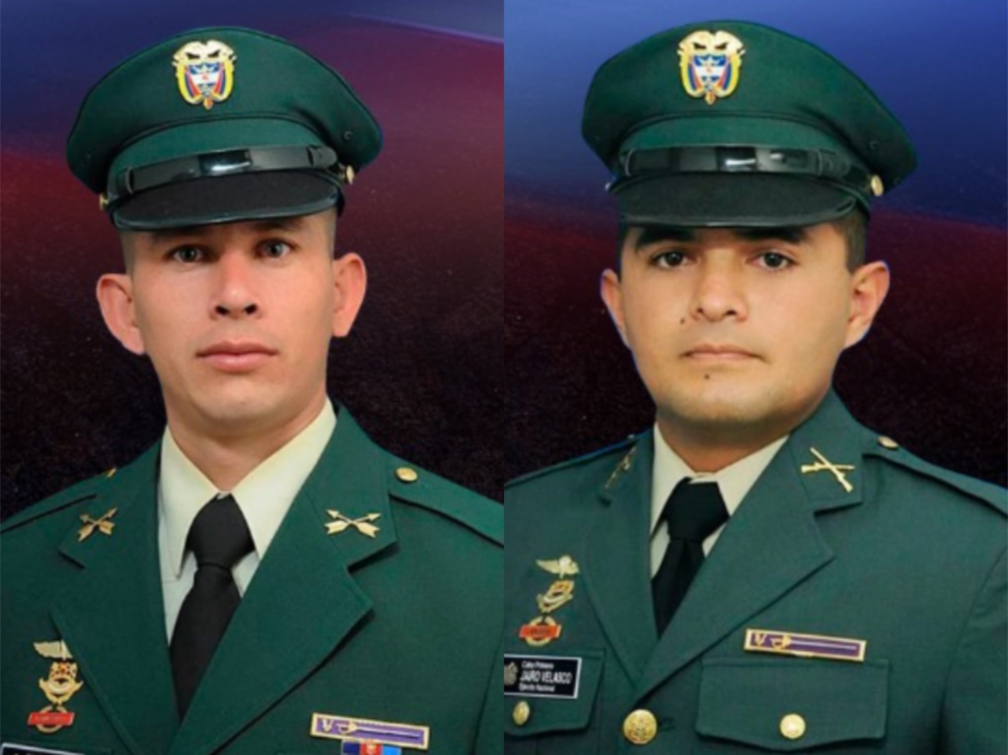 Uniformados Ramiro Cruz y Jairo Velasco. Foto: Fuerzas Militares