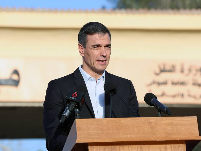 Presidente del Gobierno español, Pedro Sánchez, en su visita al paso de Rafah. Foto: EFE/EPA/STR