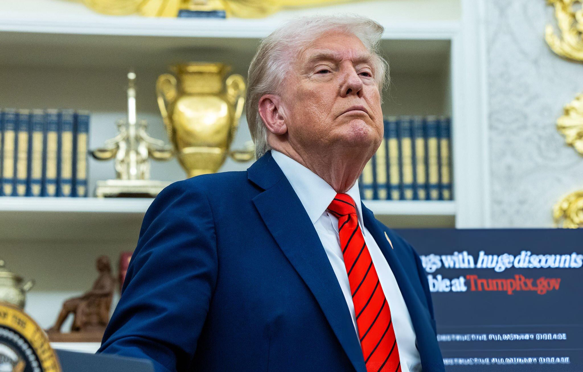 El presidente de Estados Unidos, Donald Trump, en la Casa Blanca, el 10 de octubre de 2025. FOTO: Shawn Thew/Getty Images