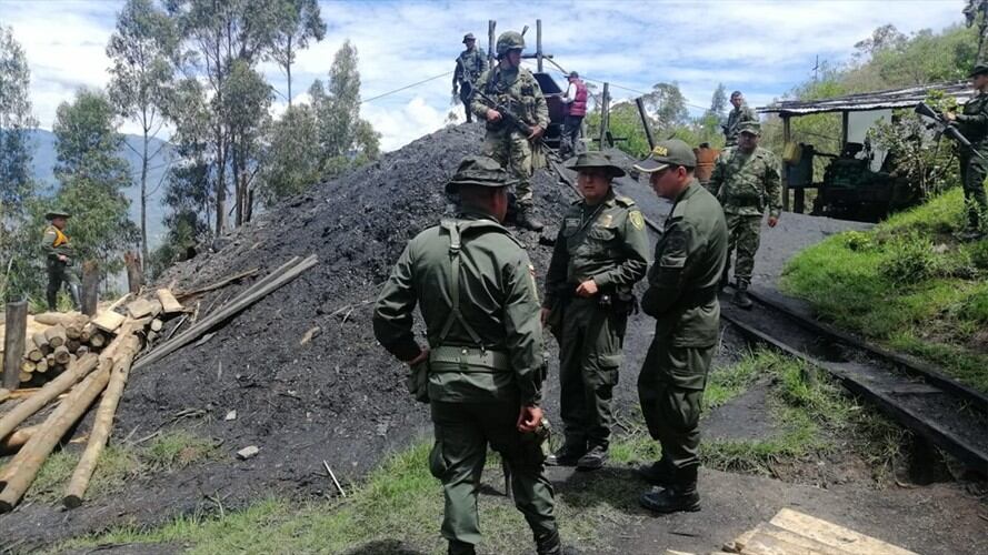 Se encontraban trabajando en una mina en la vereda Cabuyal.. Foto: Policía de Boyacá