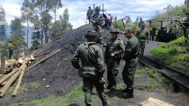 Se encontraban trabajando en una mina en la vereda Cabuyal.. Foto: Policía de Boyacá