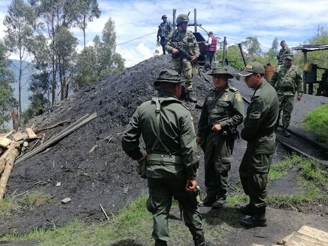 Se encontraban trabajando en una mina en la vereda Cabuyal.. Foto: Policía de Boyacá