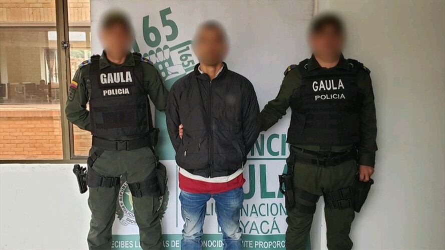 El capturado, un hombre de 25 años de edad, natural de La Dorada, Caldas. . Foto: Policía de Boyacá