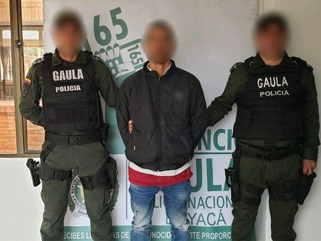 El capturado, un hombre de 25 años de edad, natural de La Dorada, Caldas. . Foto: Policía de Boyacá