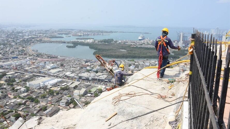 Se construirán dos tramos de muros de 9 y 11 metros de altura, y 47 metros de anclajes de 24 metros de longitud. Foto: Alcaldía de Cartagena