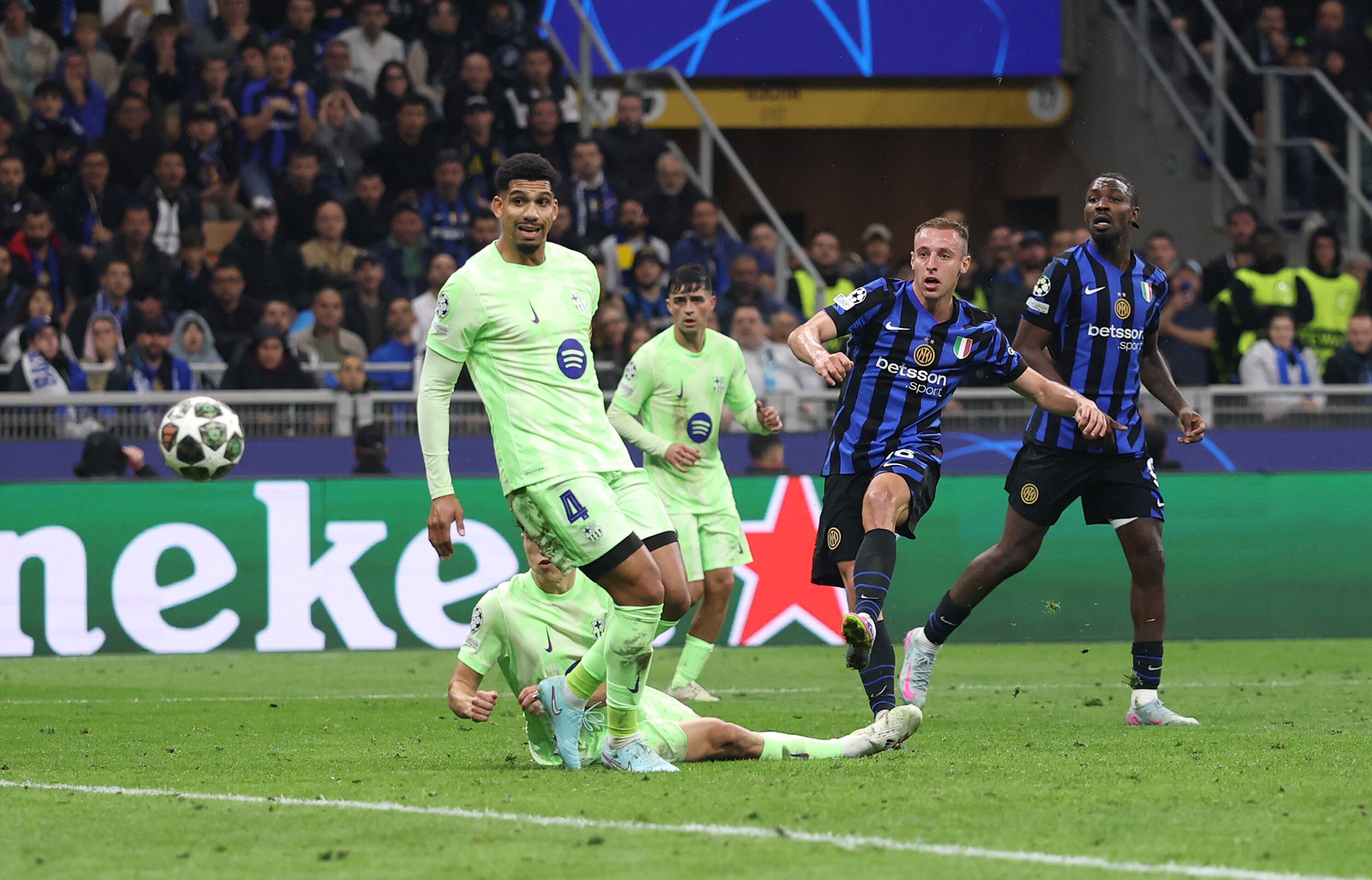 Frattesi de Inter de Milán anota ante el FC Barcelona por semifinal de la Champions League. FOTO: Carl Recine/Getty Images