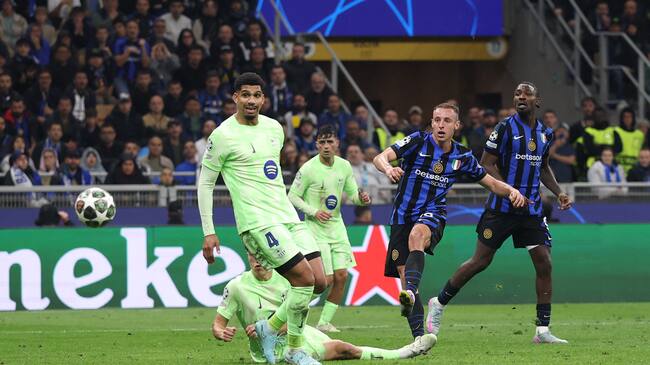 Frattesi de Inter de Milán anota ante el FC Barcelona por semifinal de la Champions League. FOTO: Carl Recine/Getty Images