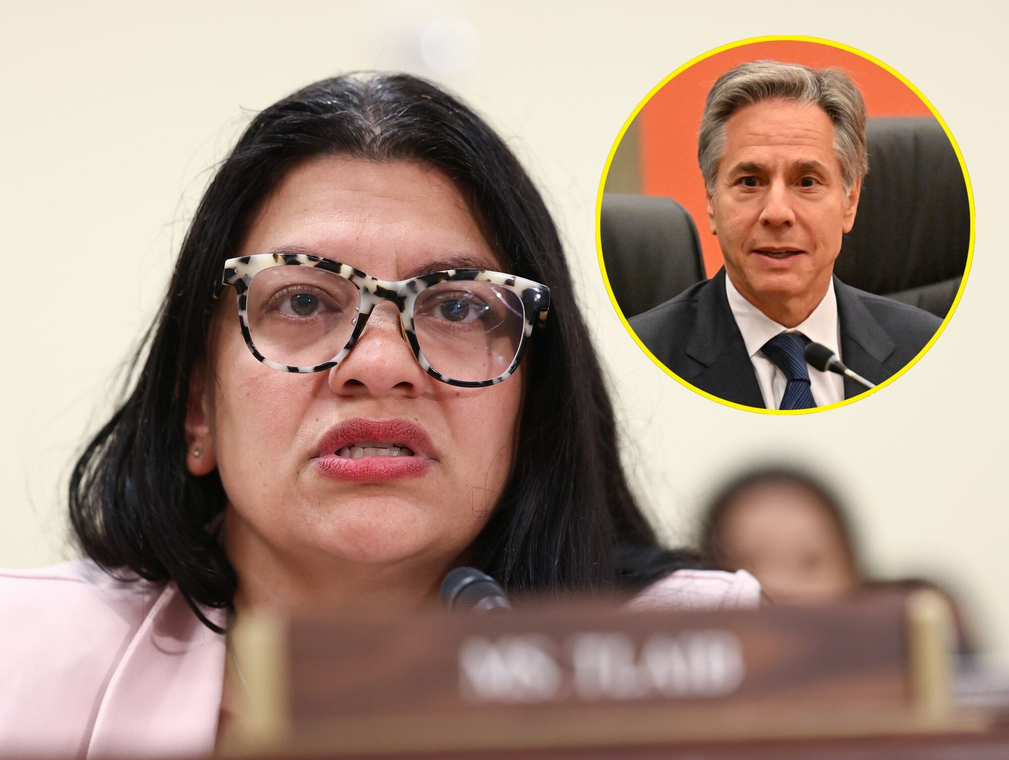 Rashida Tlaib. I Foto: Jemal Countess/Getty Images for Court Accountability). Antony Blinken. I Foto: CRIS BOURONCLE/AFP via Getty Images.