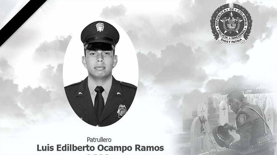 Fue asesinado el patrullero Luis Edilberto Ocampo en la localidad de Suba de la ciudad de Bogotá. Foto: Colprensa / POLICÍA NACIONAL