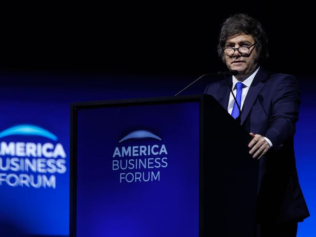 Javier Milei durante el America Business Forum. Foto: EFE.