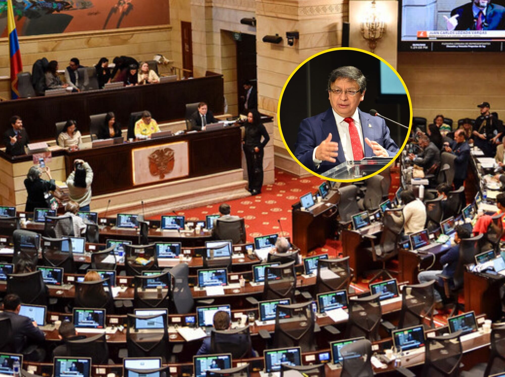 Plenaria de la Cámara de Representantes y magistrado Jorge Ibáñez. Fotos: (Colprensa - Cristian Bayona) / Corte Constitucional