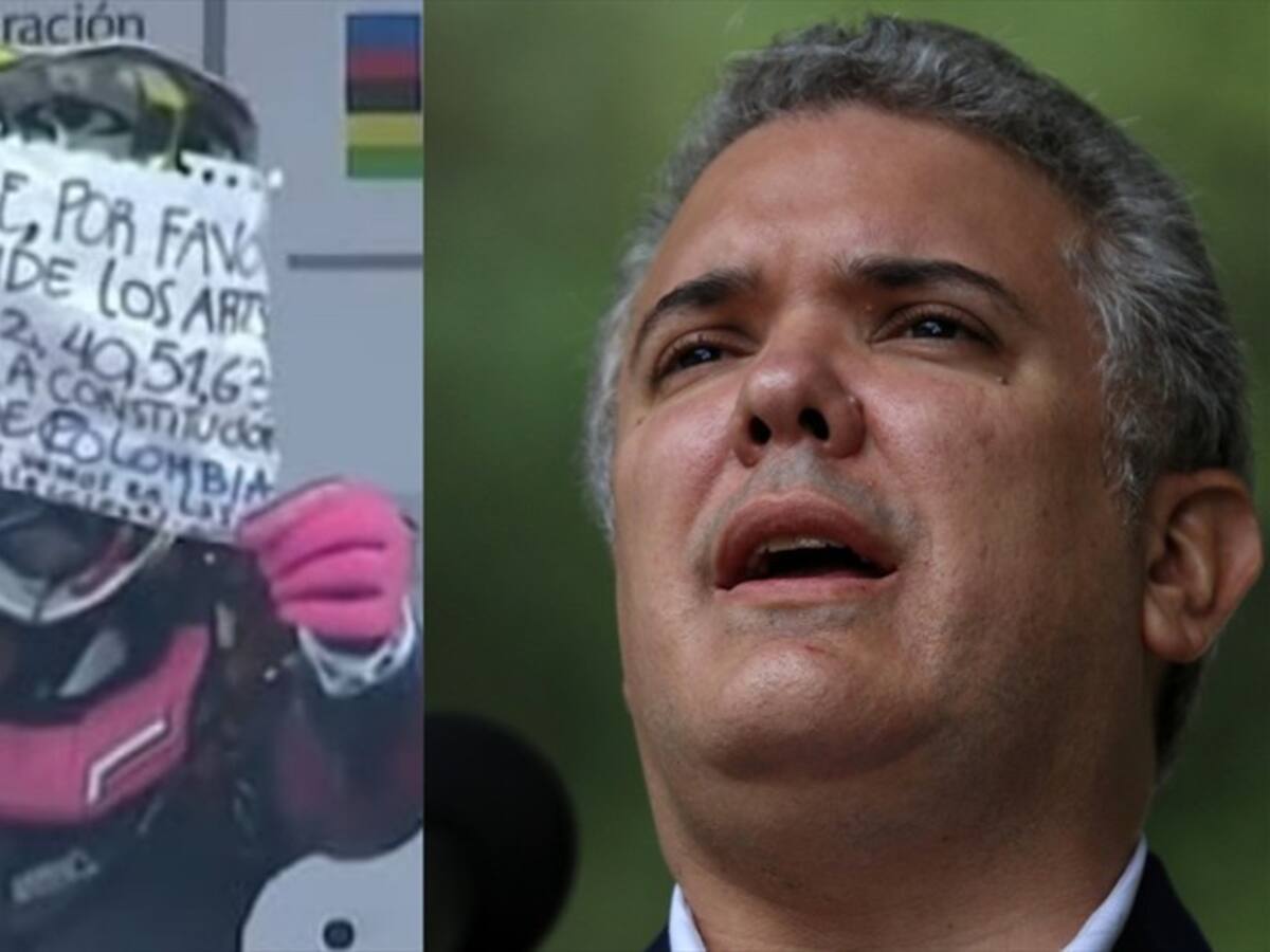 En plena competencia, ciclista protestó contra Duque con cartel en mano