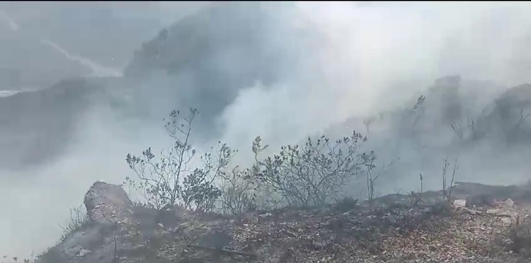 Más de 100 hectáreas se han cosumido en los cerros del municipio de Susacón (Boyacá) a causa de un incendio forestal que amenaza a otros municipios. / Foto: Suministrada.