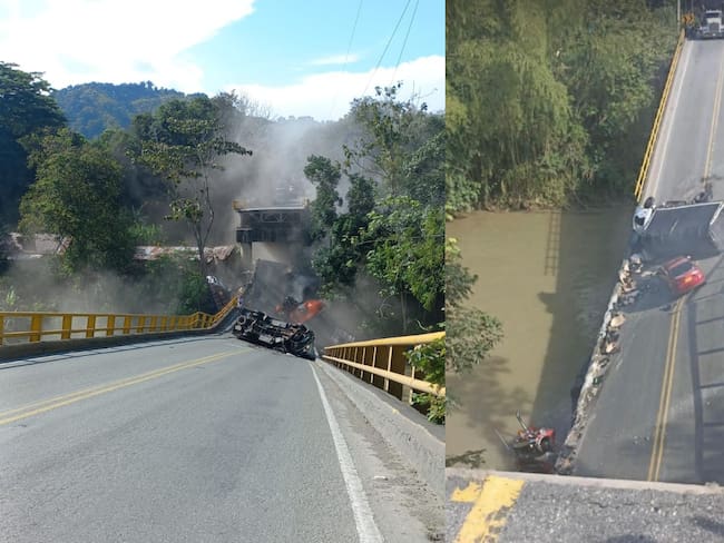 Desplome del puente La Vieja. Foto: Suministrada/Viceministro de Transporte.