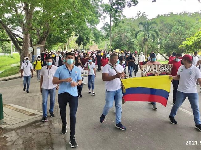 Estudiantes marcharon en paz en la ciudad de Montería. Foto: prensa Alcaldía Montería.