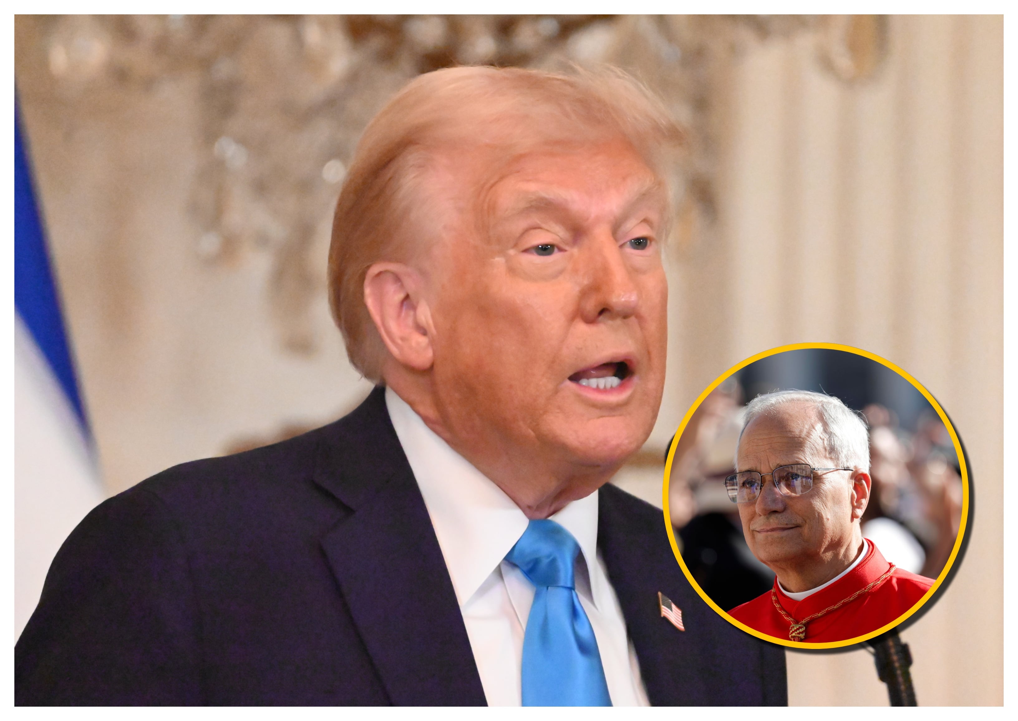 Donald Trump y papa León XIV. Foto: EFE/EPA/GIUSEPPE LAMI y Kyle Mazza/Anadolu via Getty Images.