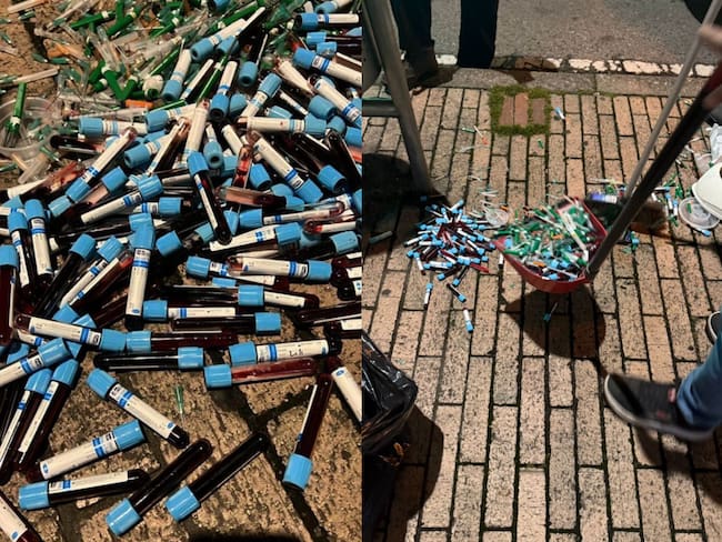 Buscan a responsables de dejar material peligroso en Bogotá: encontraron jeringas y tubos de sangre