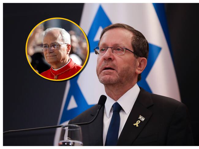 Isaac Herzog y papa León XIV. Foto: Klaudia Radecka/NurPhoto via Getty Images y EFE/EPA/GIUSEPPE LAMI.