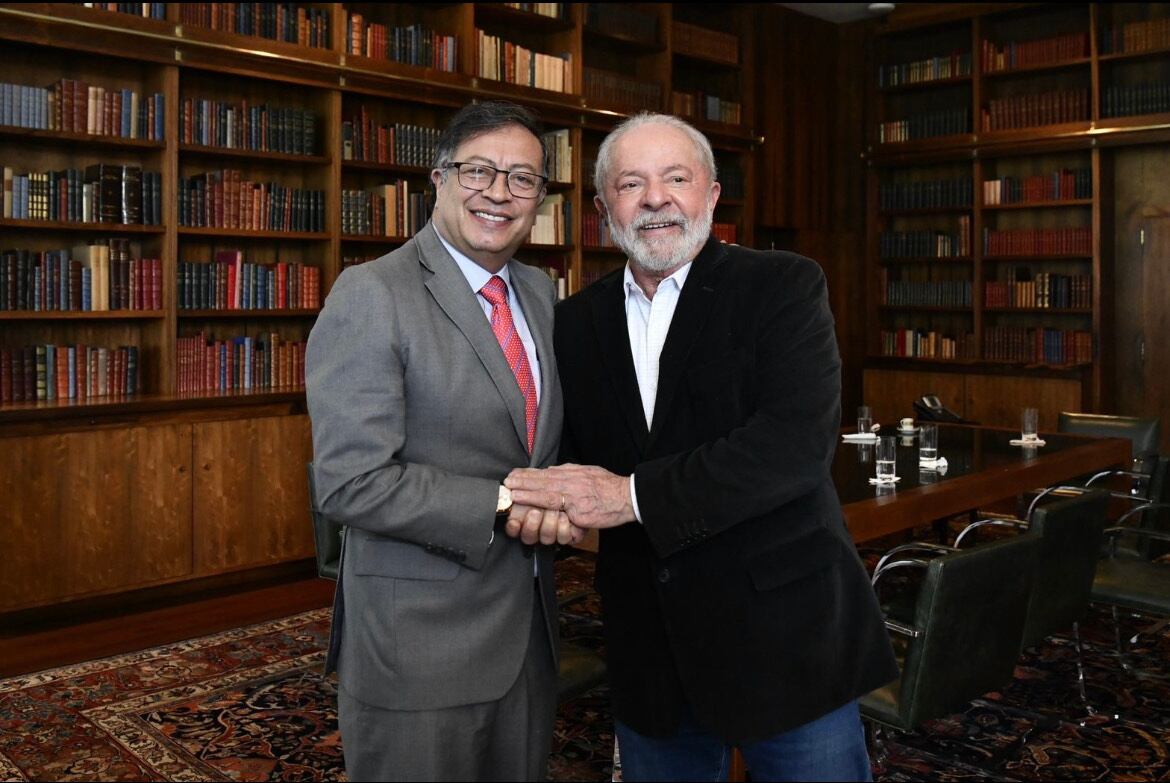 Encuentro entre los presidentes Gustavo Petro y Luiz Inácio Lula da Silva. Foto: Cortesía Presidencia Colombia.