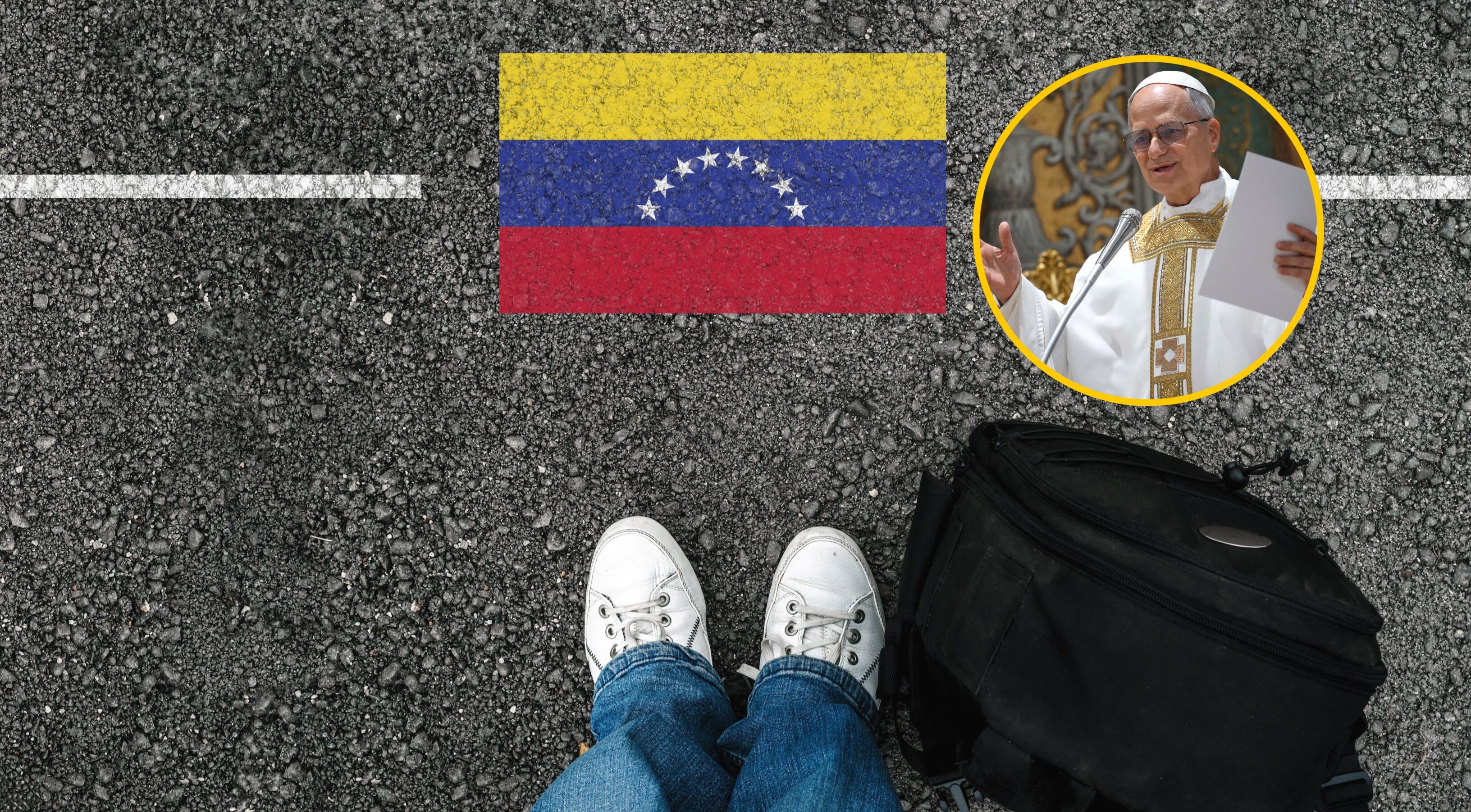 Referencia de migrantes y papa León XIV. Foto: mirsad sarajilic/ Simone Risoluti - Vatican Media via Vatican Pool/Getty Images
