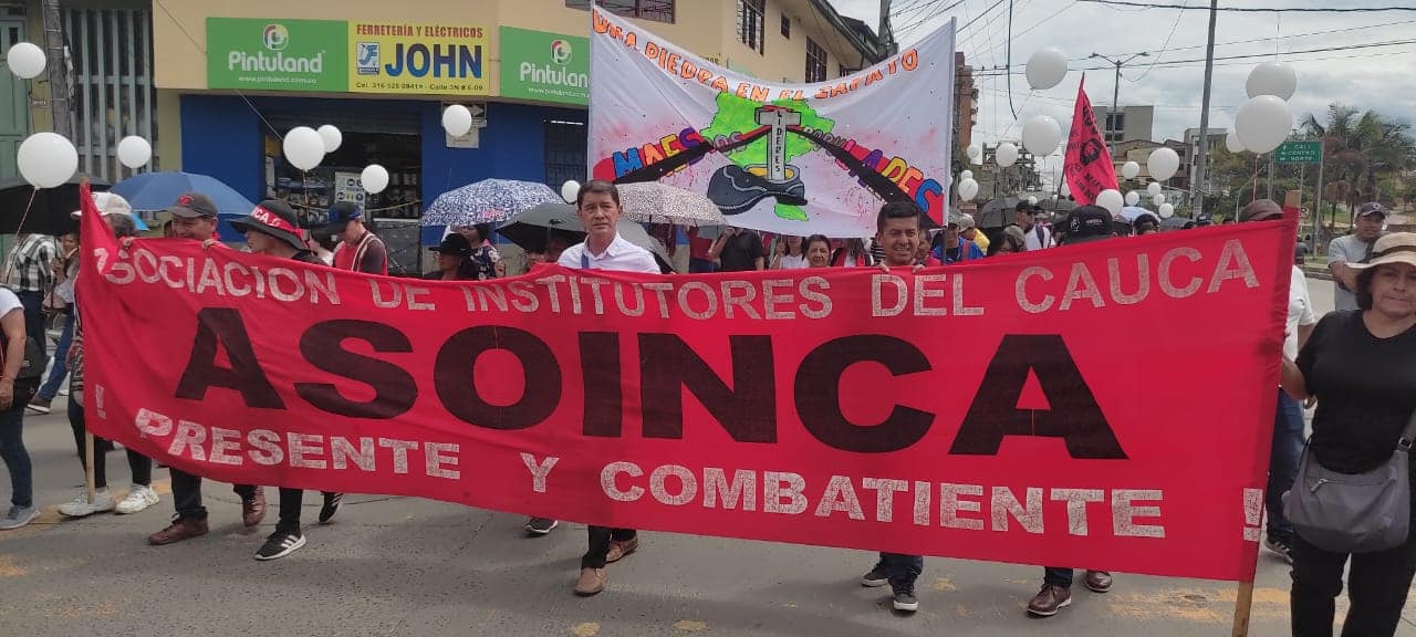 Los profesores pidieron al Gobierno nacional para que se garantice la seguridad de los educadores y se proteja el derecho a la educación. Crédito: Asoinca.