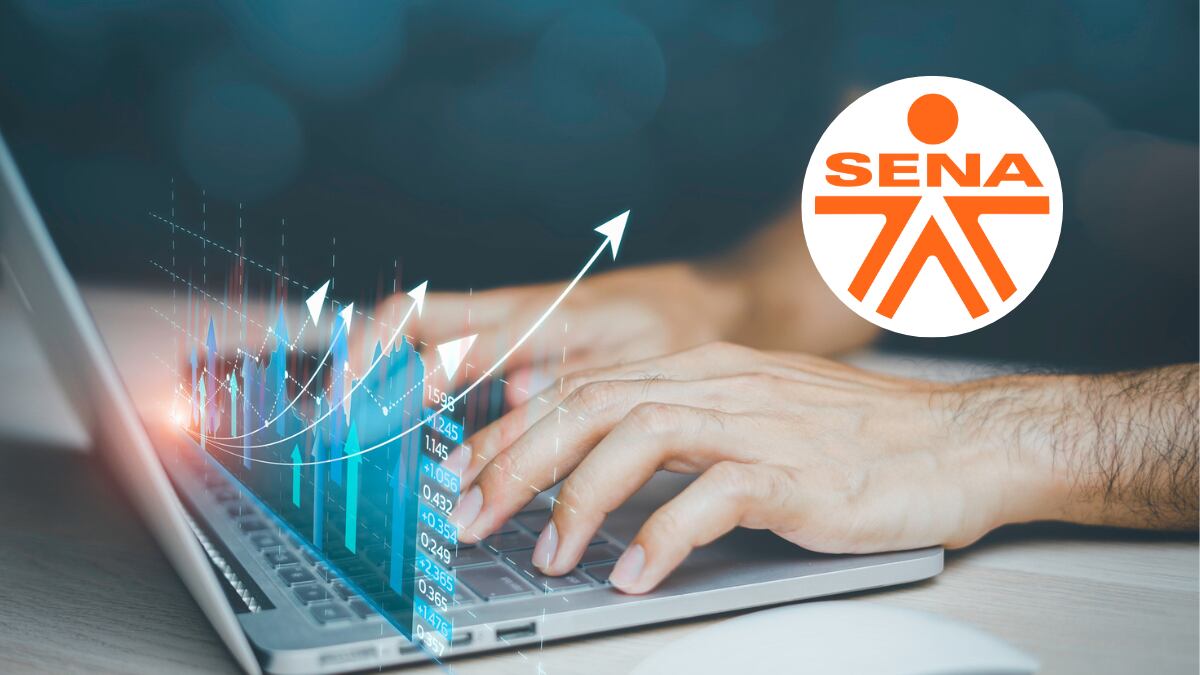 Hombre en el computador / Logo del SENA (Getty Images / Colprensa)