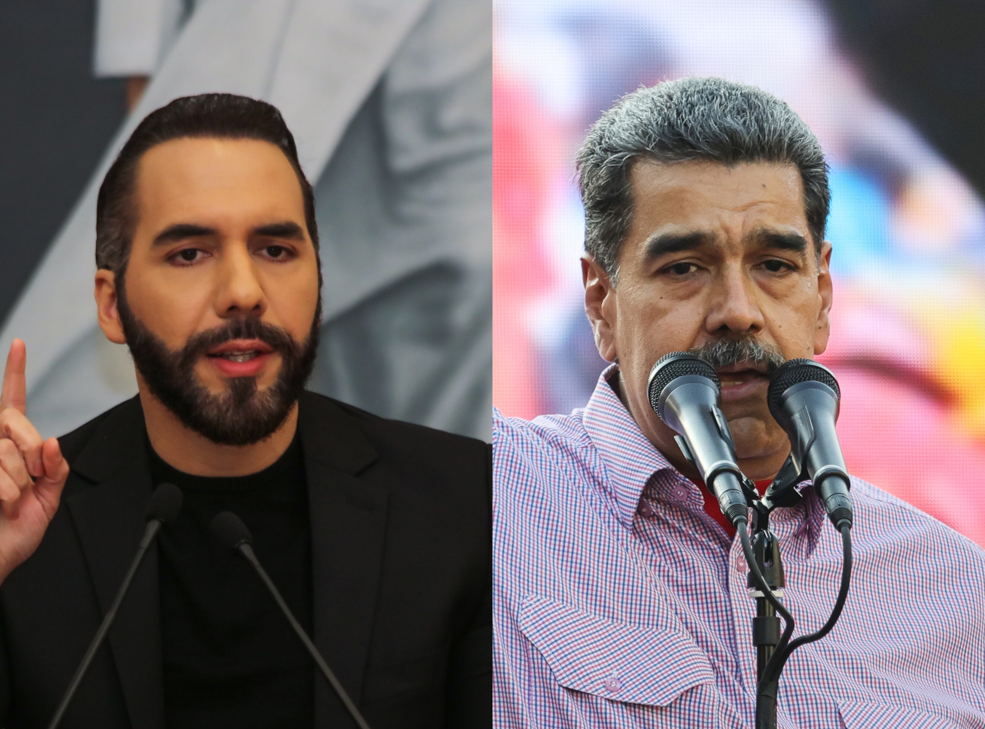 Presidente de El Salvador, Nayib Bukele. FOTO: Alex Peña/Getty Images// Presidente de Venezuela Nicolás Maduro. FOTO: Jesús Vargas/Getty Images