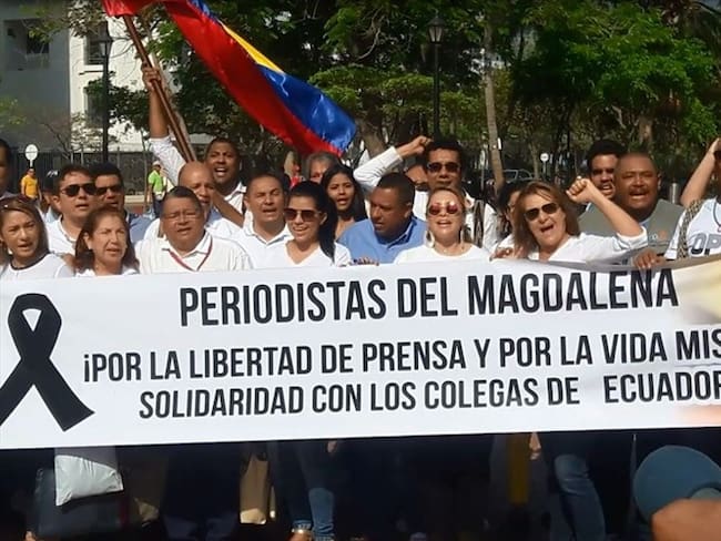 En Santa Marta rechazan asesinato de periodistas ecuatorianos. Foto: