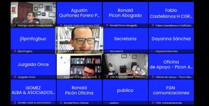 Ana Lucía Wandurraga, Edgar Báez y Sergio Pitta, fueron los tres implicados en el escándalo de corrupción de contratación en el estadio Alfonso López, de Bucaramanga, que en audiencia de imputación no aceptaron cargos. / FOTO: Captura de video.