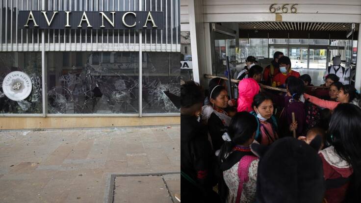 Toma de indígenas en edificio de Avianca terminó en fuertes disturbios en Bogotá