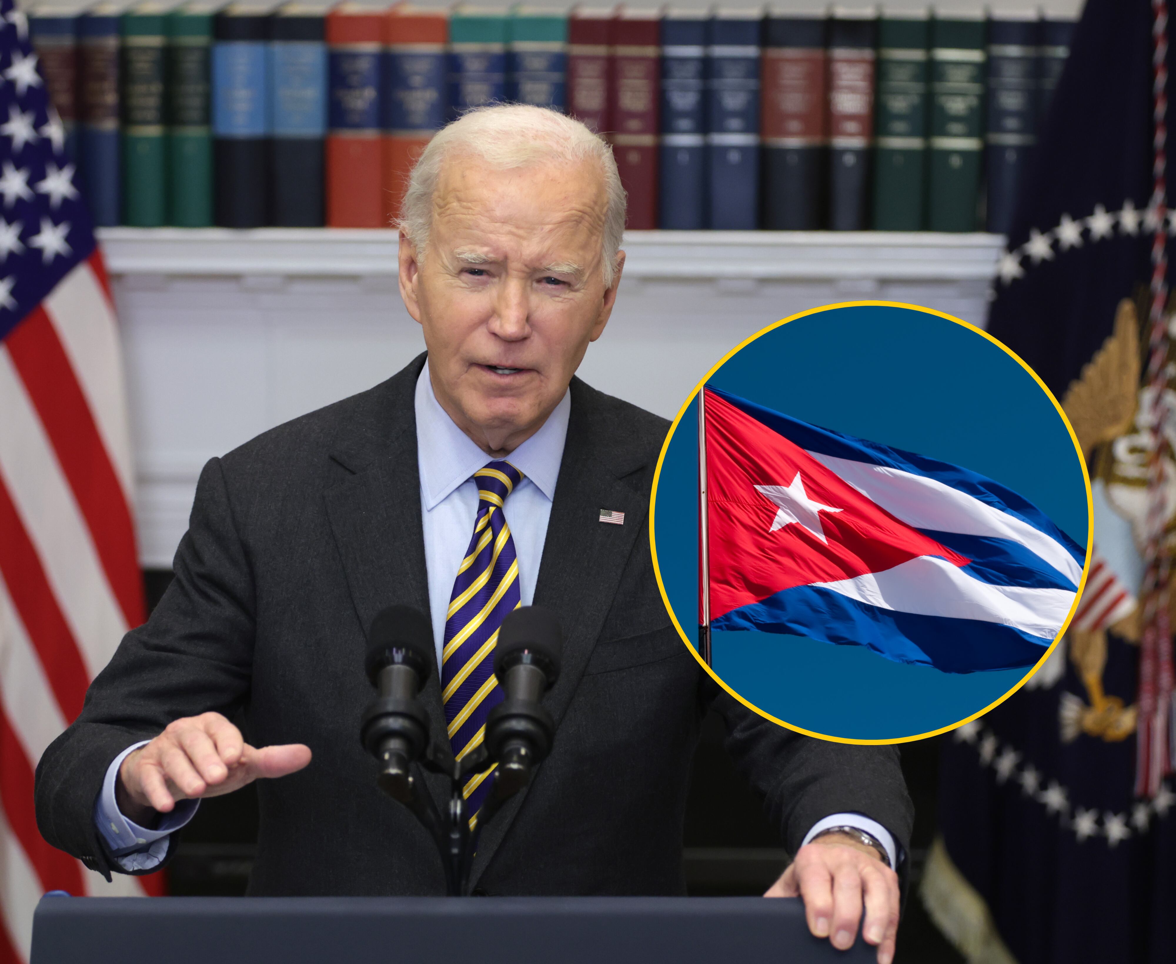 Joe Biden y bandera de Cuba | Foto: GettyImages