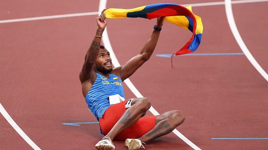 Anthony Zambrano, atleta colombiano ganó medalla de plata en los 400 metros de los Juegos Olímpicos de Tokio 2020. Foto: David Ramos/Getty Images